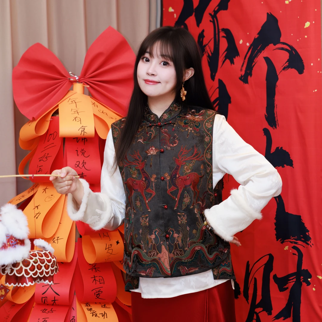 【锦说欢喜】‘高定版敦煌鹿’新中式刺绣非遗重缎香云纱F7322