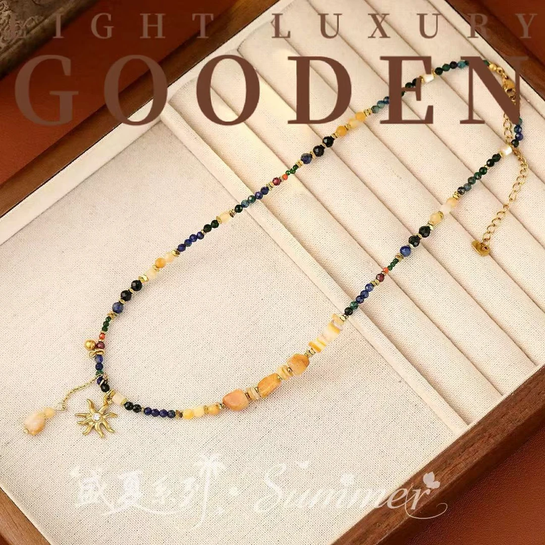 钛钢项链 Gooden岛家【悠蓝】高级感不掉色气质太阳花吊坠项链