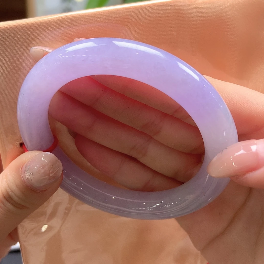 翡翠未镶嵌手镯梦幻紫5号