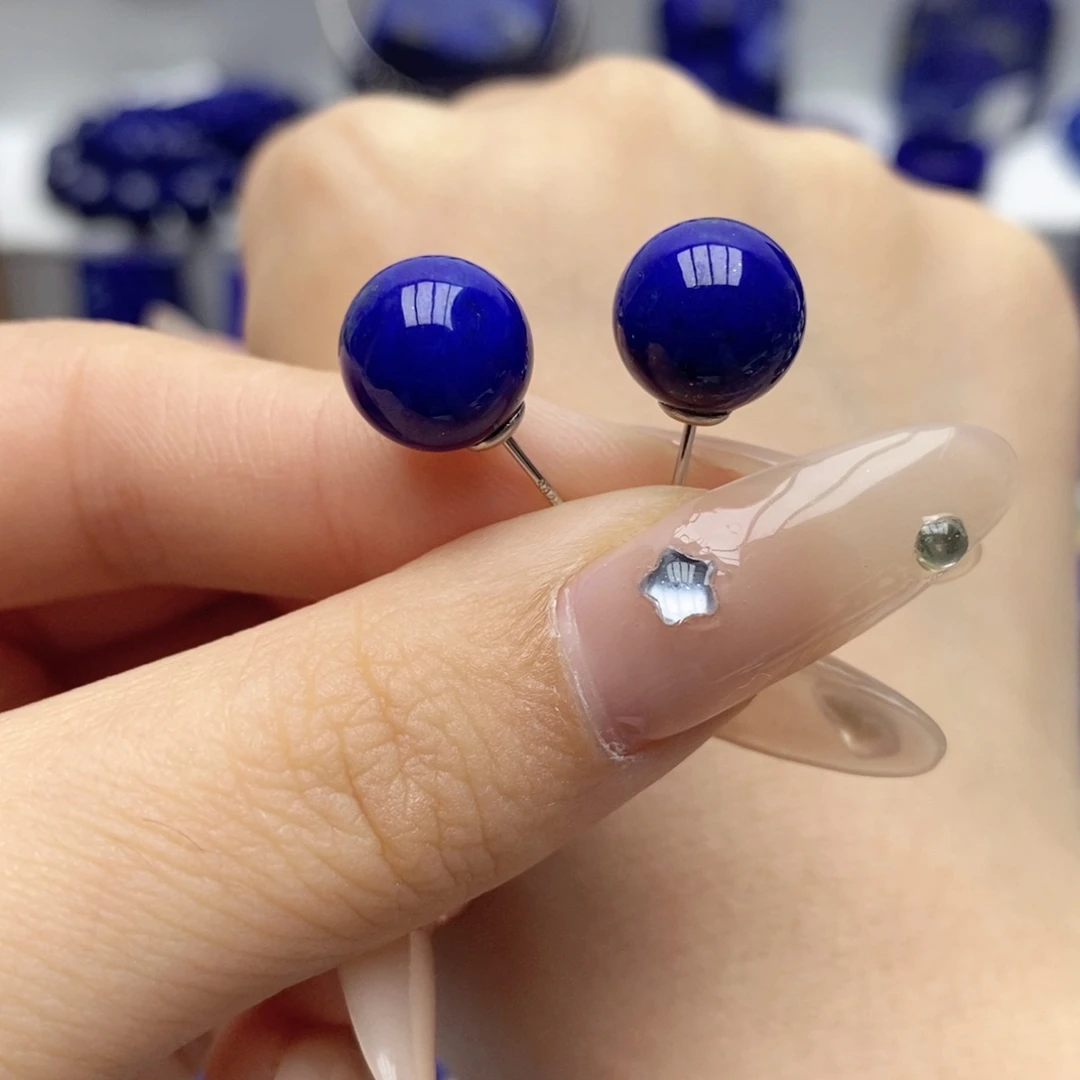 青金石未镶嵌耳饰10mm