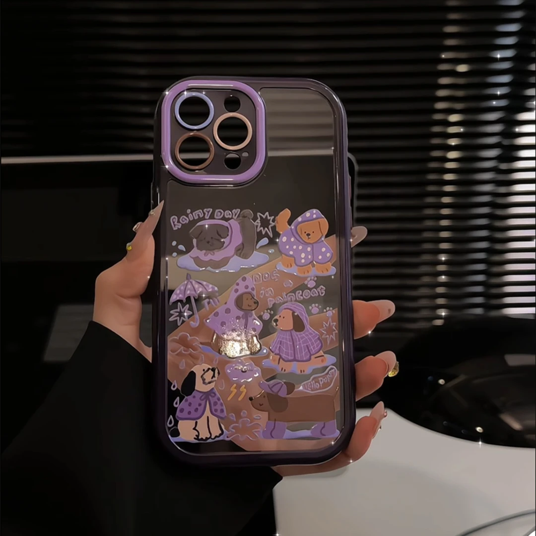雨衣小狗适用苹果17pro手机壳16promax奶油华为p80荣耀oppo小米15