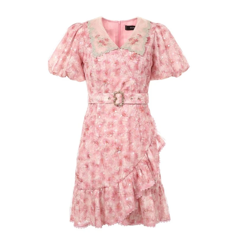 MAXRIENY碎花茶歇裙连衣裙复古网纱包臀少女短裙MC8323260043DR0