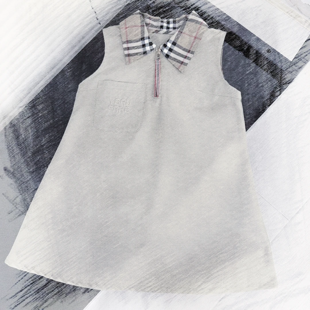 88360新款时尚夏季女童领口高定格子高定百搭时尚连衣裙