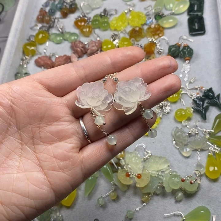 蛇纹石玉未镶嵌挂件耳饰耳环项链