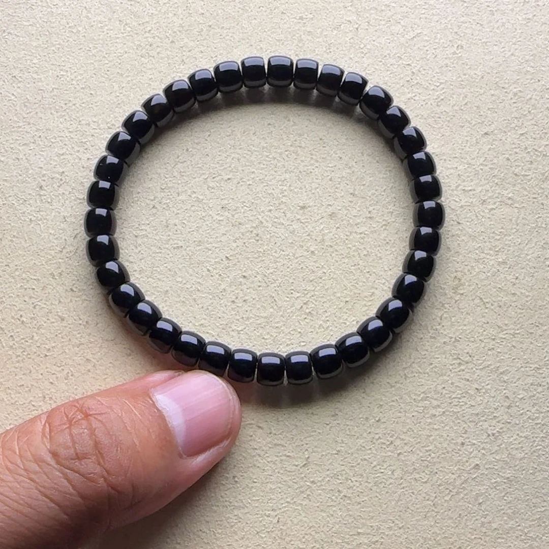 玛瑙/玉髓手链未镶嵌6.2mm黑玛瑙老型
