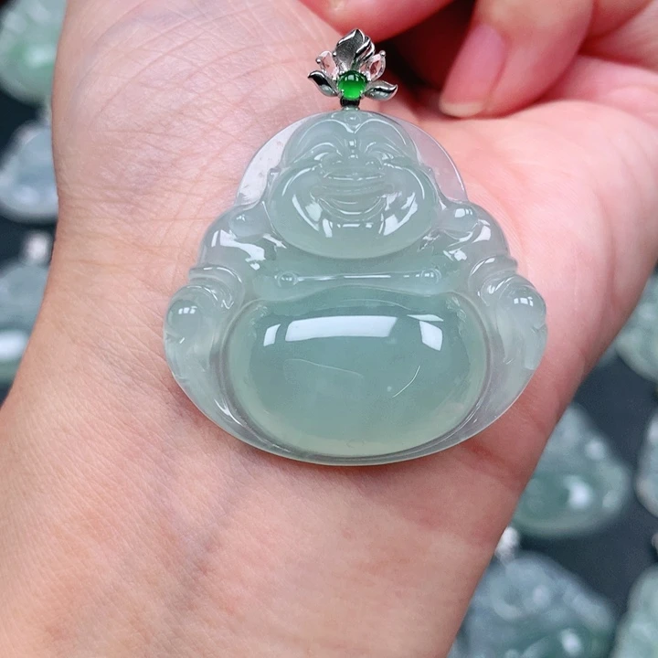 翡翠18K金镶嵌吊坠(不含链)31.4×33.4×7.3