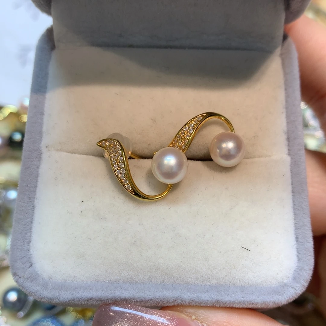 海水珍珠耳饰银S925镶嵌