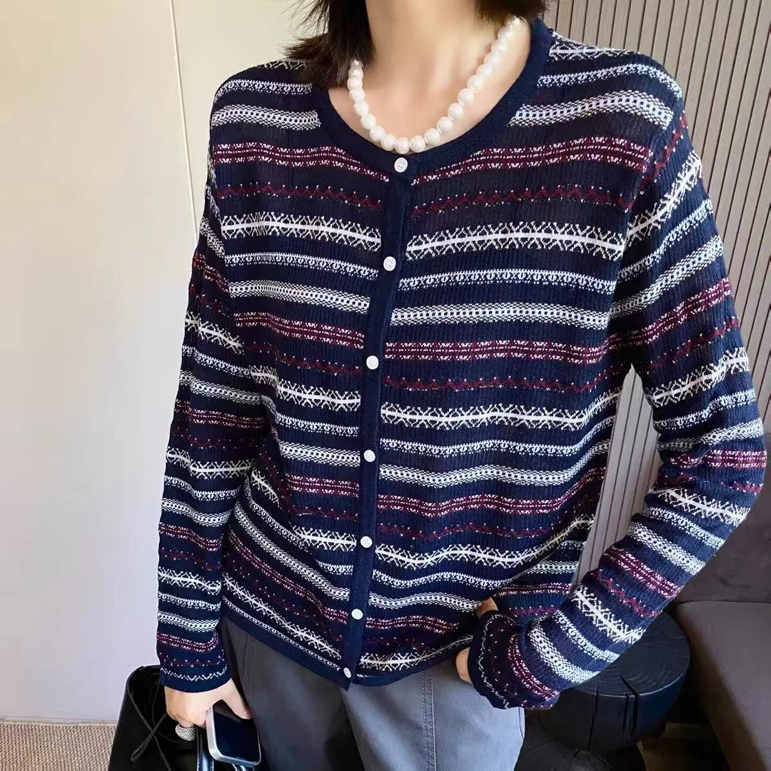 韩系简约时尚气质百搭圆领针织长袖H8635