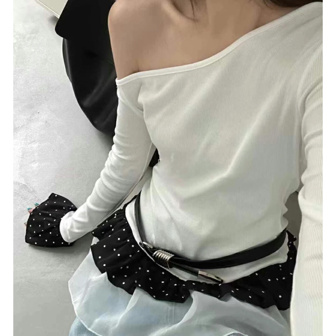 菜花 福（1ch68856#）斜肩穿、软针织百搭针织衫 3-28