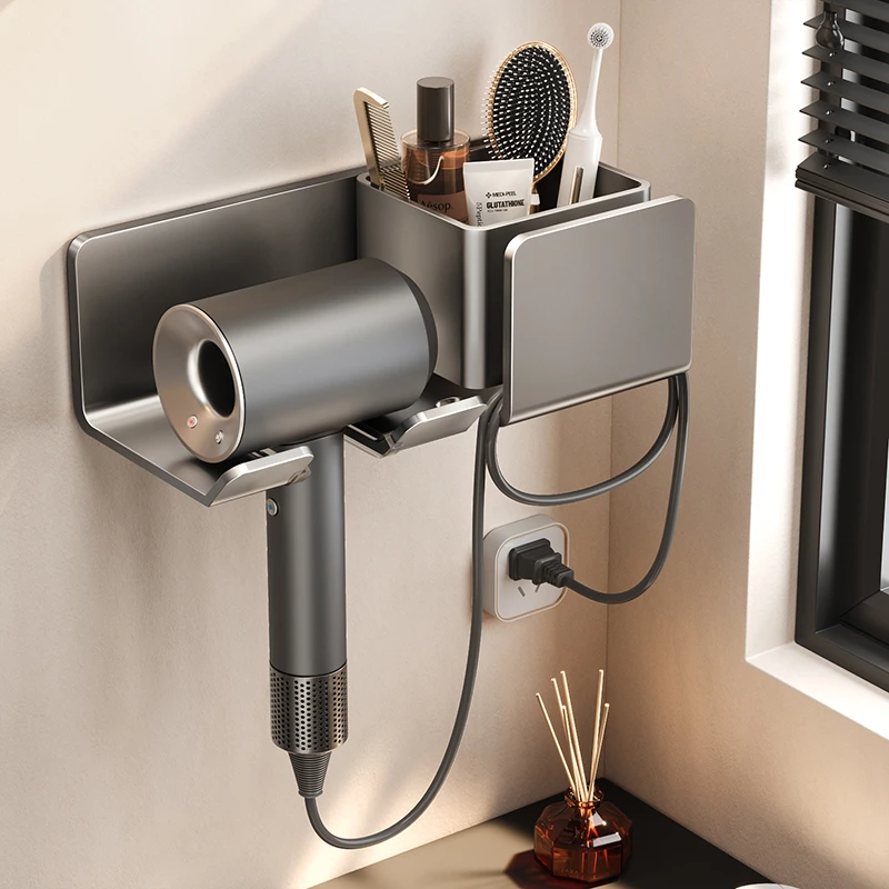 家用吹风机挂架免打孔卫生间浴室电吹风收纳置物架壁挂风筒支架