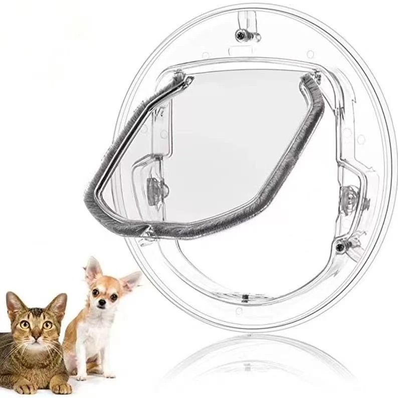 宠物猫门门洞猫出入门双向进出透明圆形安装玻璃门窗木门猫砂盆