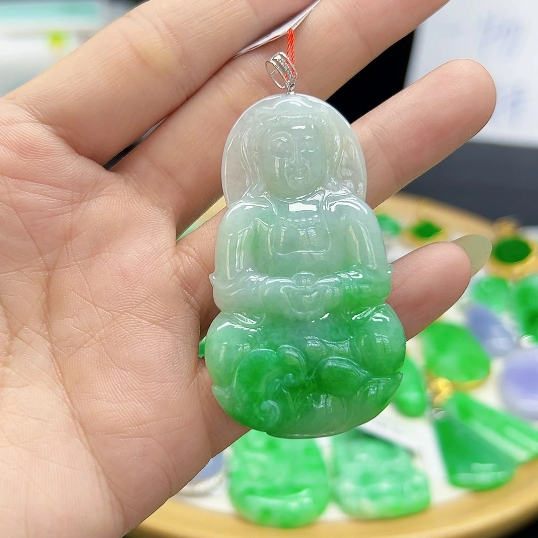 翡翠颈饰18K金镶嵌天然缅料A货一件