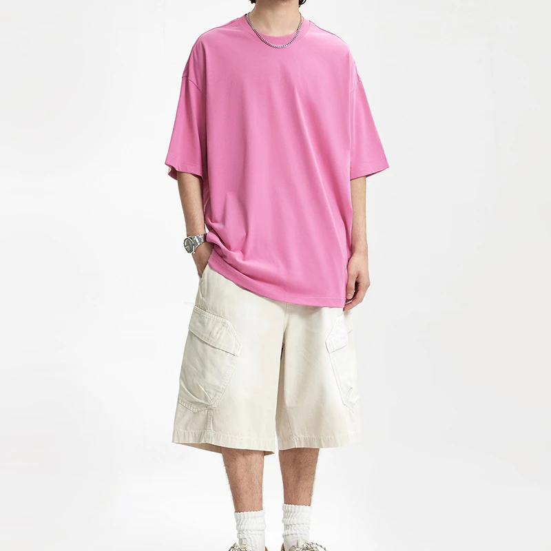 男装短袖男士T恤情侣装春夏t恤马卡龙色重磅宽松索罗娜短袖上衣