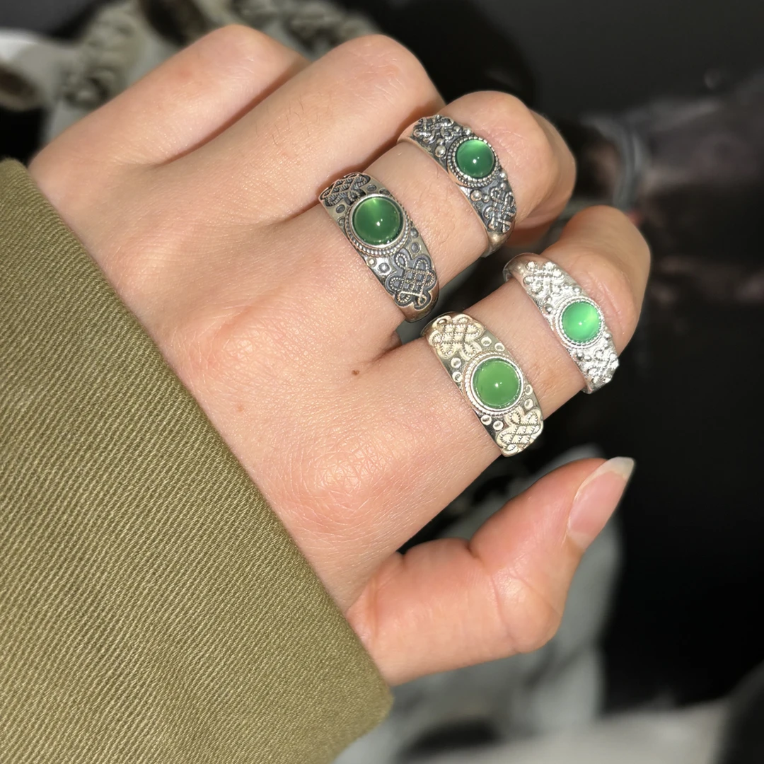 925银银制品 925纯银 吉祥结情侣戒指