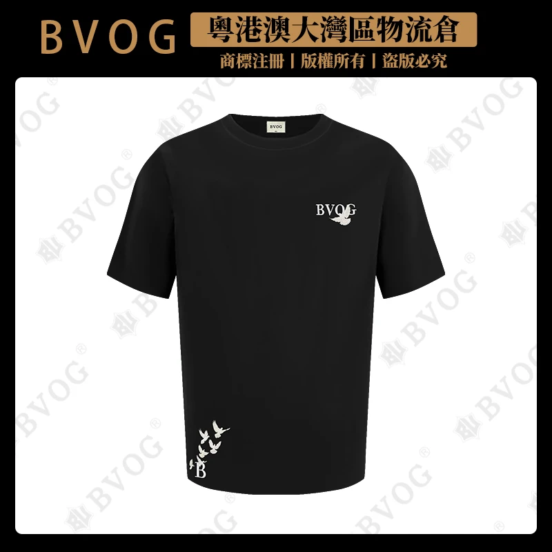 BVOG【高定男装】轻奢光变刺绣工艺黑白款男士短袖BV584