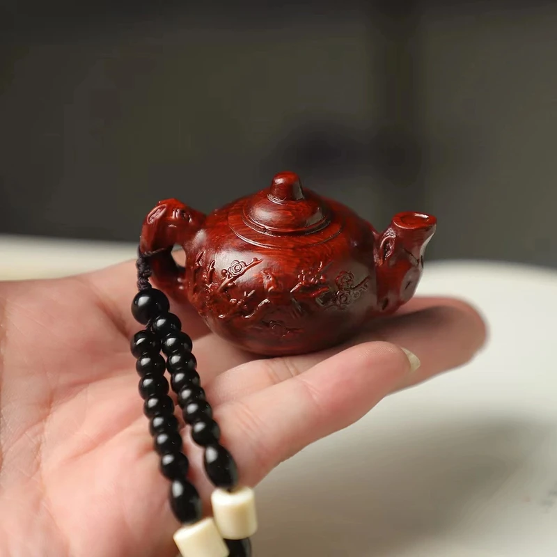 紫檀木把把壶胡麻将必备男女士随身手把件木雕钥匙喜上眉梢小摆件