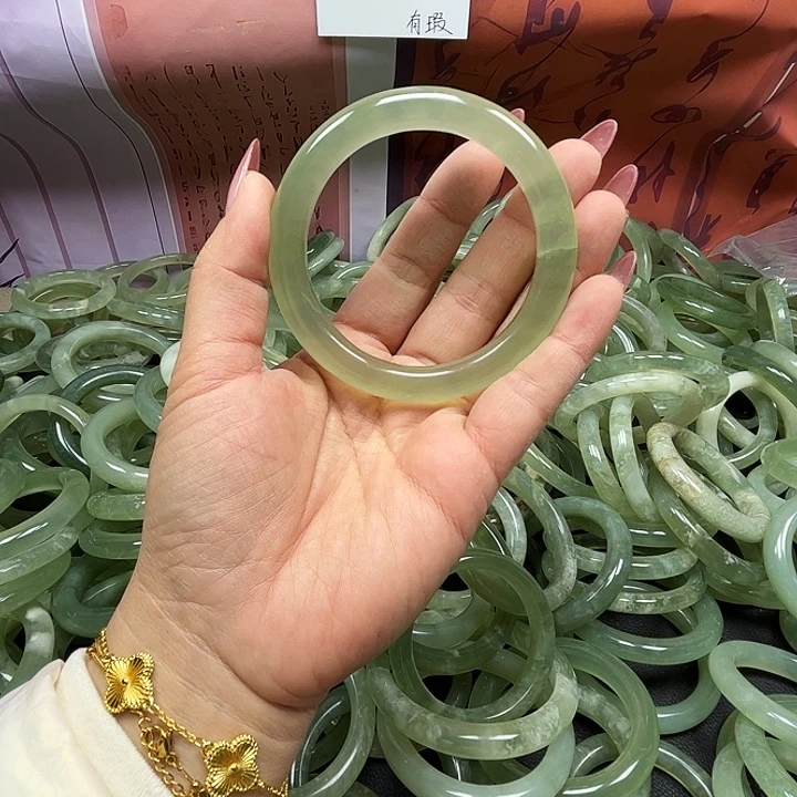 韵***竹蛇纹石玉未镶嵌手镯