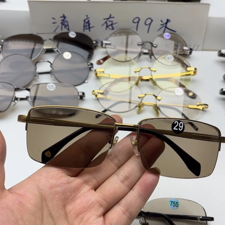 无框款纯钛半框茶水晶，29