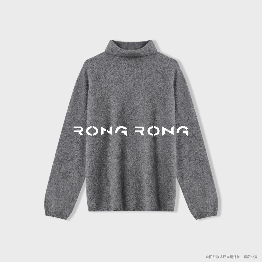 溶溶【软糯轻柔】RONG绵羊毛山羊绒混纺高领拉毛简约风羊毛衫689866