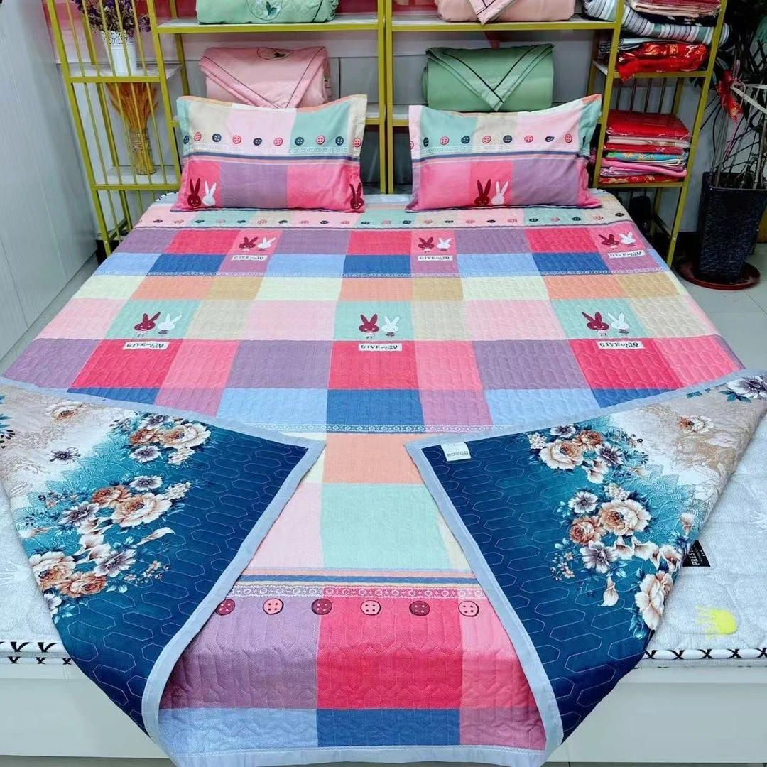 四季通用双人床单床盖亲肤柔软透气不滑床不起球不缩水印花床盖