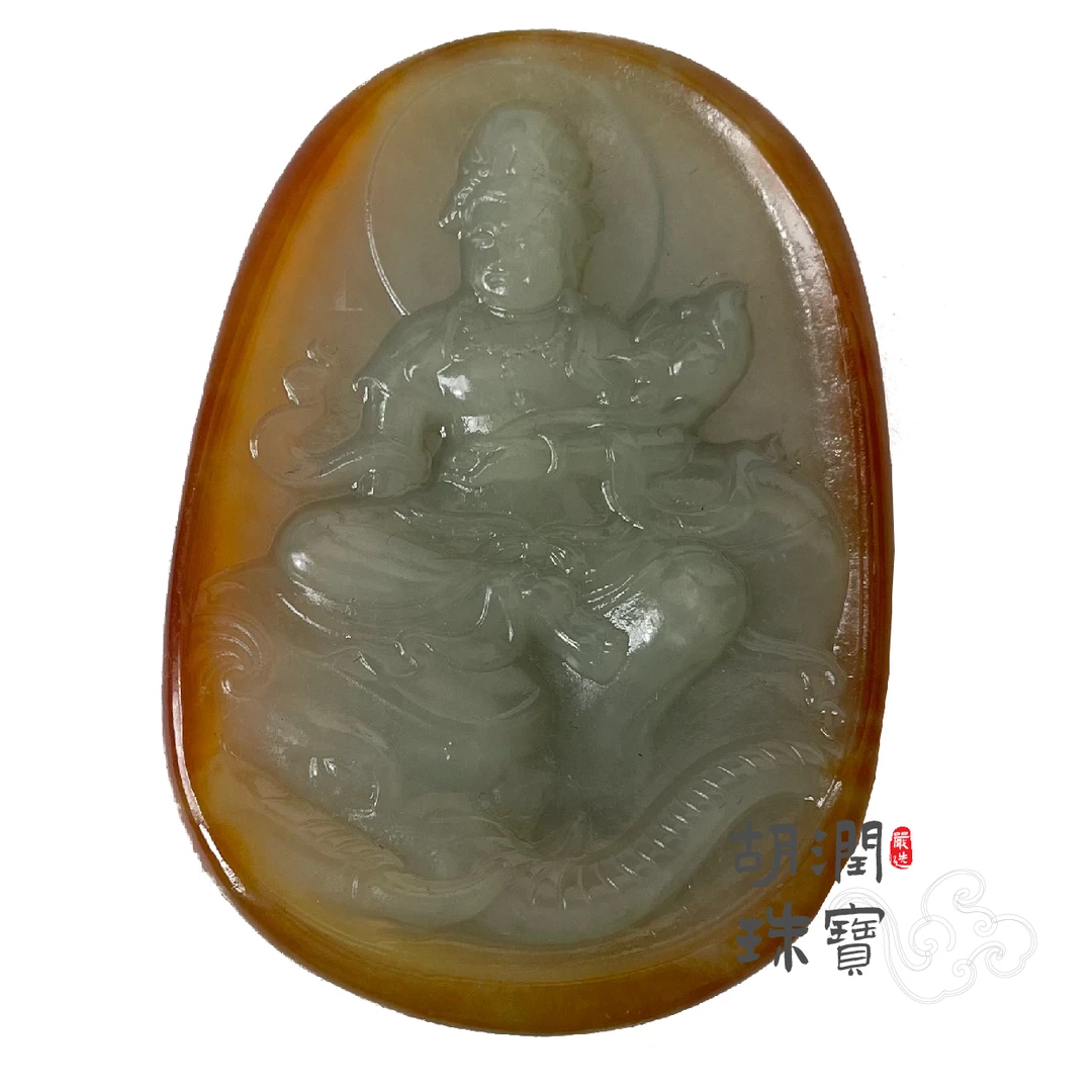 和田玉M254鸿运如意普贤菩萨52.17g