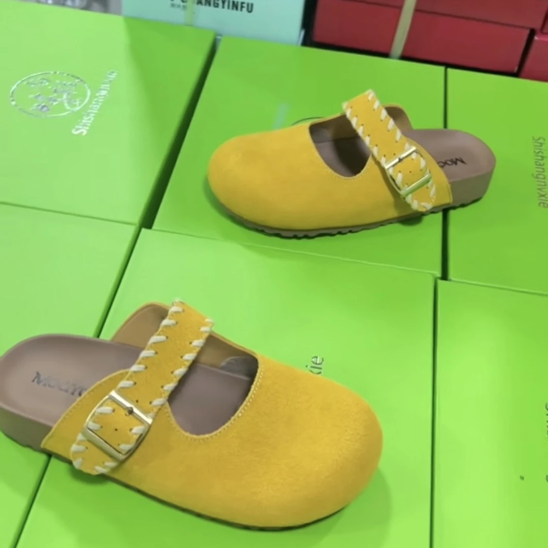 诗涵家 真皮博肯包头拖5070-10