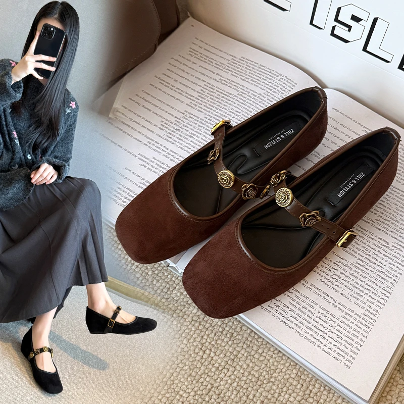 大码晚晚女鞋宽胖脚水钻方头一字扣带小个子内增高胖妹妹浅口单鞋