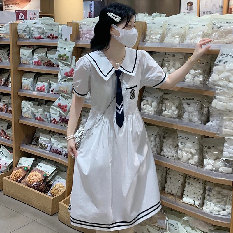 25年·女大童娃娃领连衣裙夏季12-16岁高初中生时尚学院风公主裙