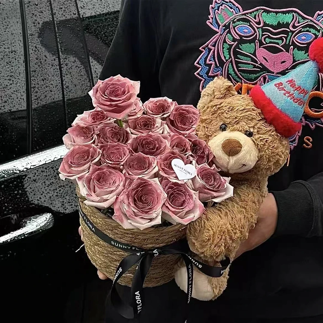 「中浩」可爱泰迪熊花艺包装花束礼盒公仔玩偶生日帽毛绒玩具礼物