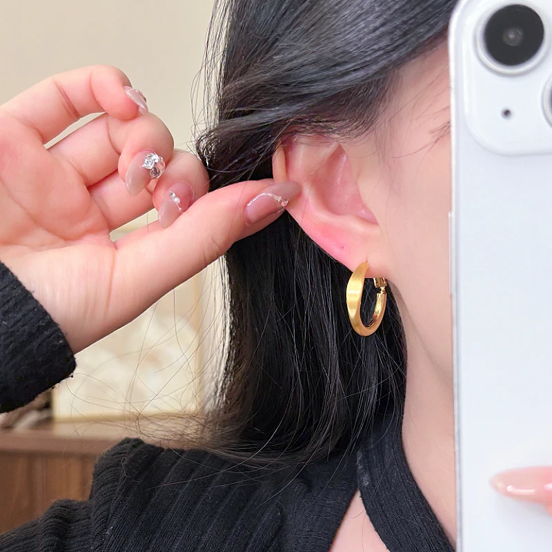 金色几何耳圈耳扣秋冬百搭耳饰品修饰脸型