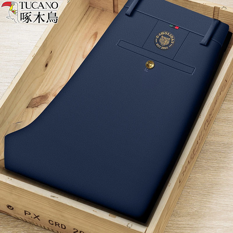 【弹力抗皱】啄木鸟速干休闲裤男2025夏季新款商务直筒西裤长裤子