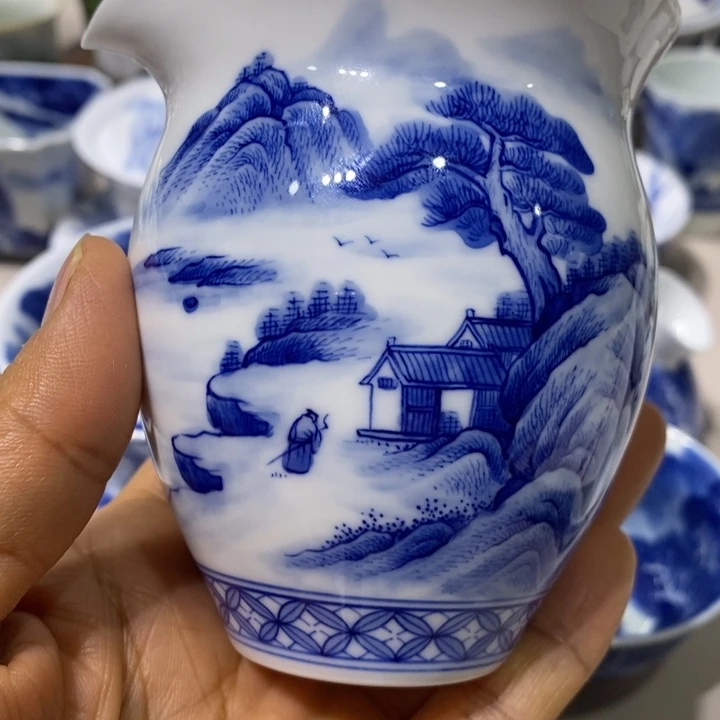 杯四*纯手绘靑花山水作品