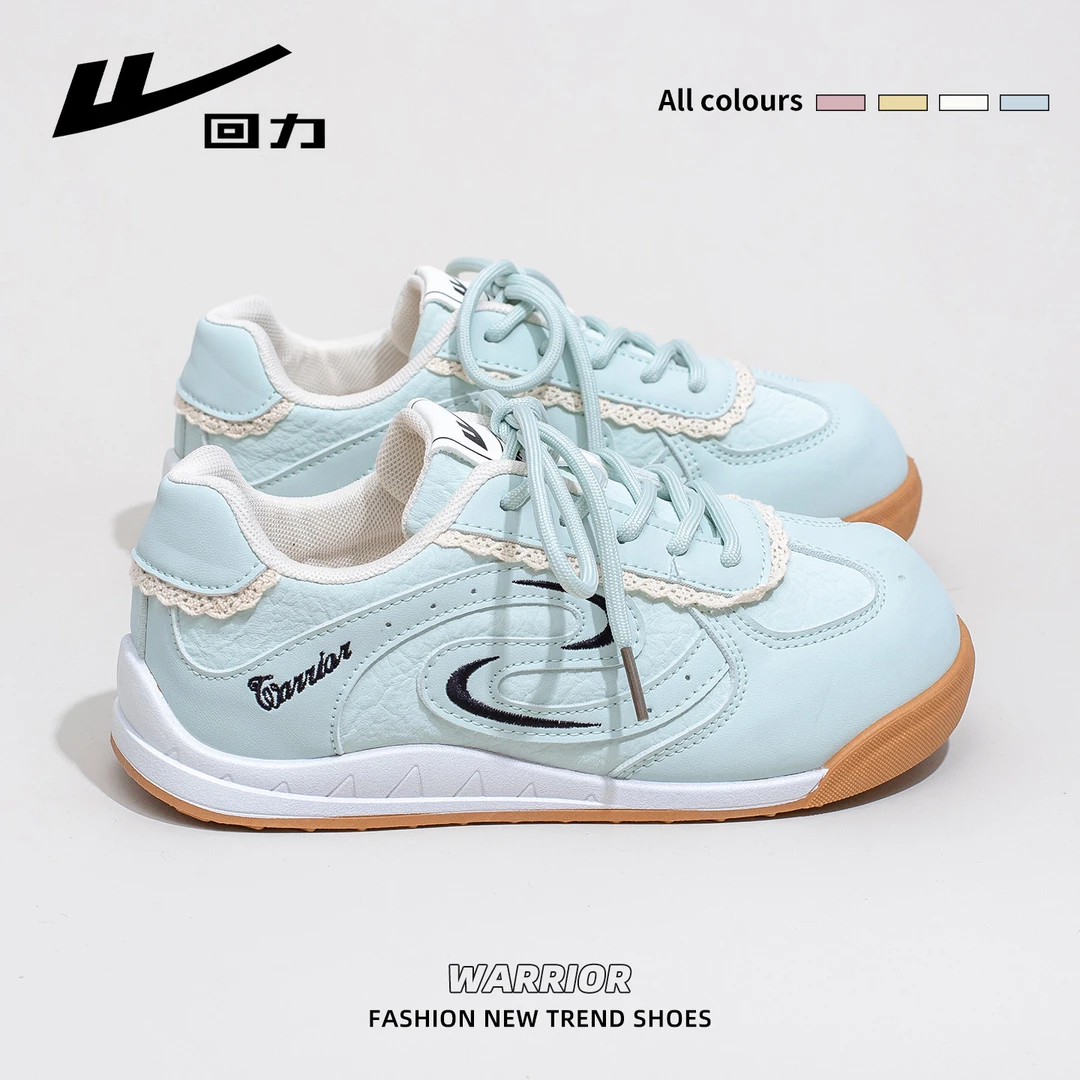 回力休闲板鞋女秋季2025新款蕾丝德训鞋厚底夏透气小众百搭面包鞋