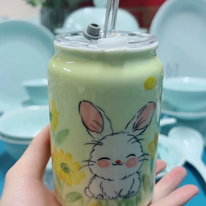菲***碗景德镇陶瓷餐具兔子杯