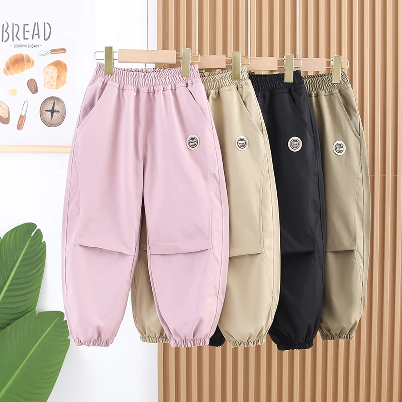 儿童裤子夏季冰丝速干工装裤男女童洋气裤子新款中大童休闲束脚裤