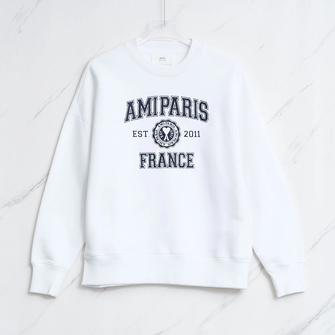 全新未使用  Ami Paris中性印花oversize卫衣/A1BU00027