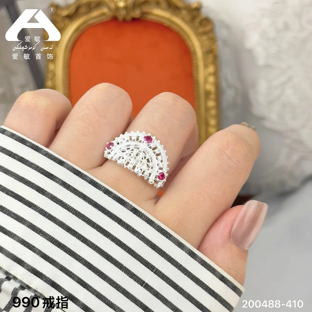 足银戒指 爱敏首饰纯银S990戒指200488