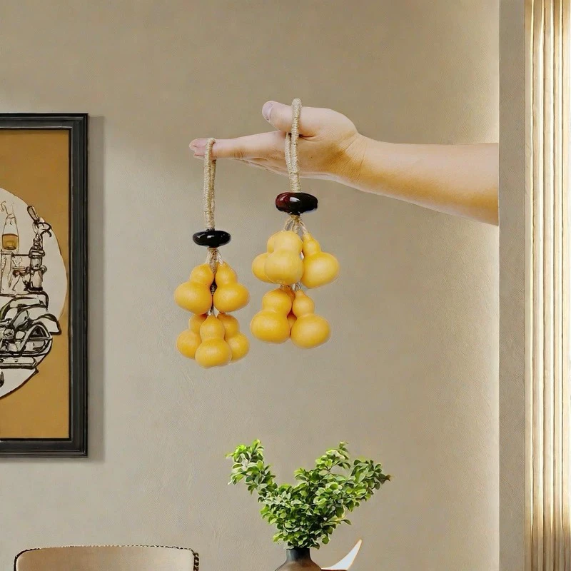 天然小葫芦六六大顺挂饰适合玄关床头茶室卧室装饰