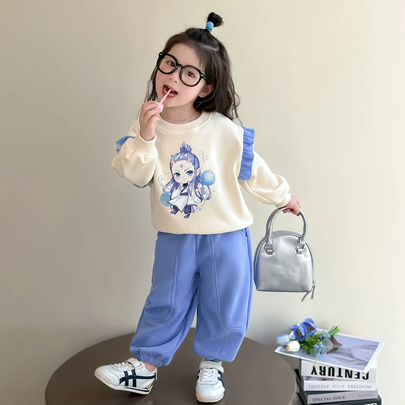 女童休闲套装2025新款儿童春秋装国潮洋气女宝宝春季时髦两件套潮