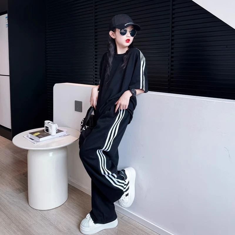 女童夏套装2025新款女大童夏季潮酷穿搭炸街短袖韩版运动休闲夏装