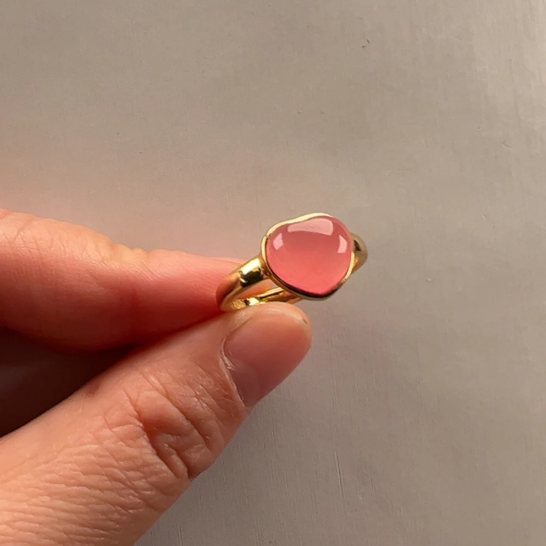 银S925镶嵌菱锰矿（红纹石）戒指