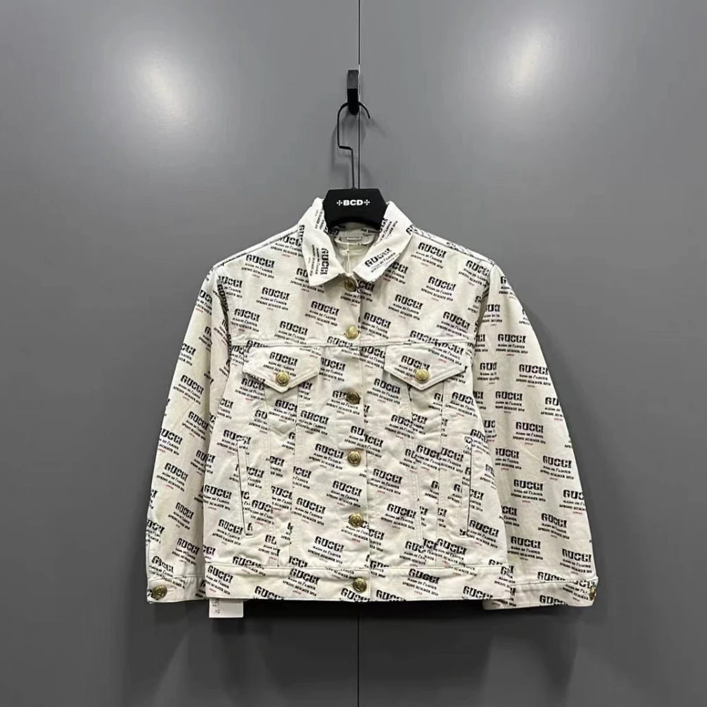 99新 GUCCI/古驰 满印logo牛仔外套/40码/B01997