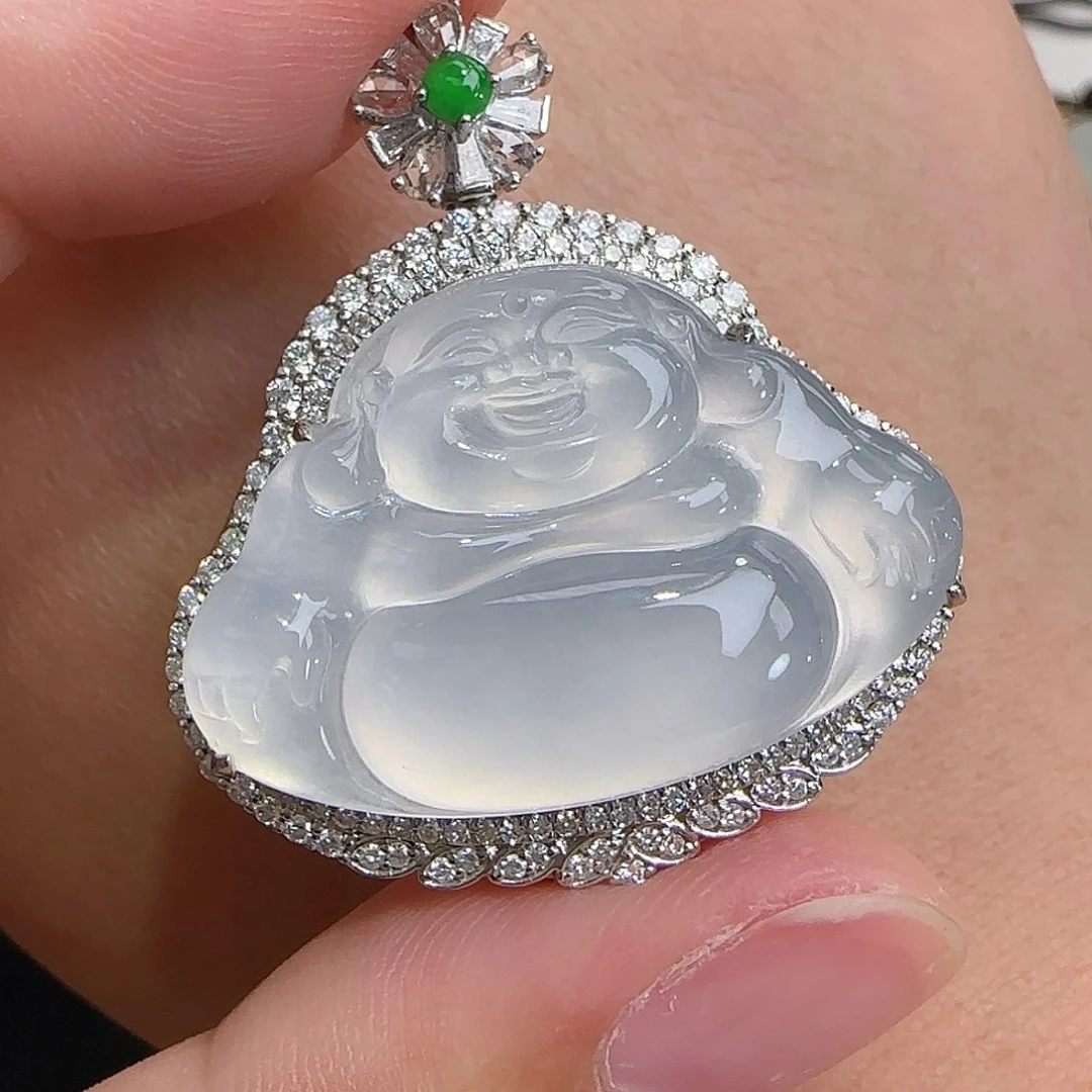 翡翠18K金镶嵌颈饰天然翡翠