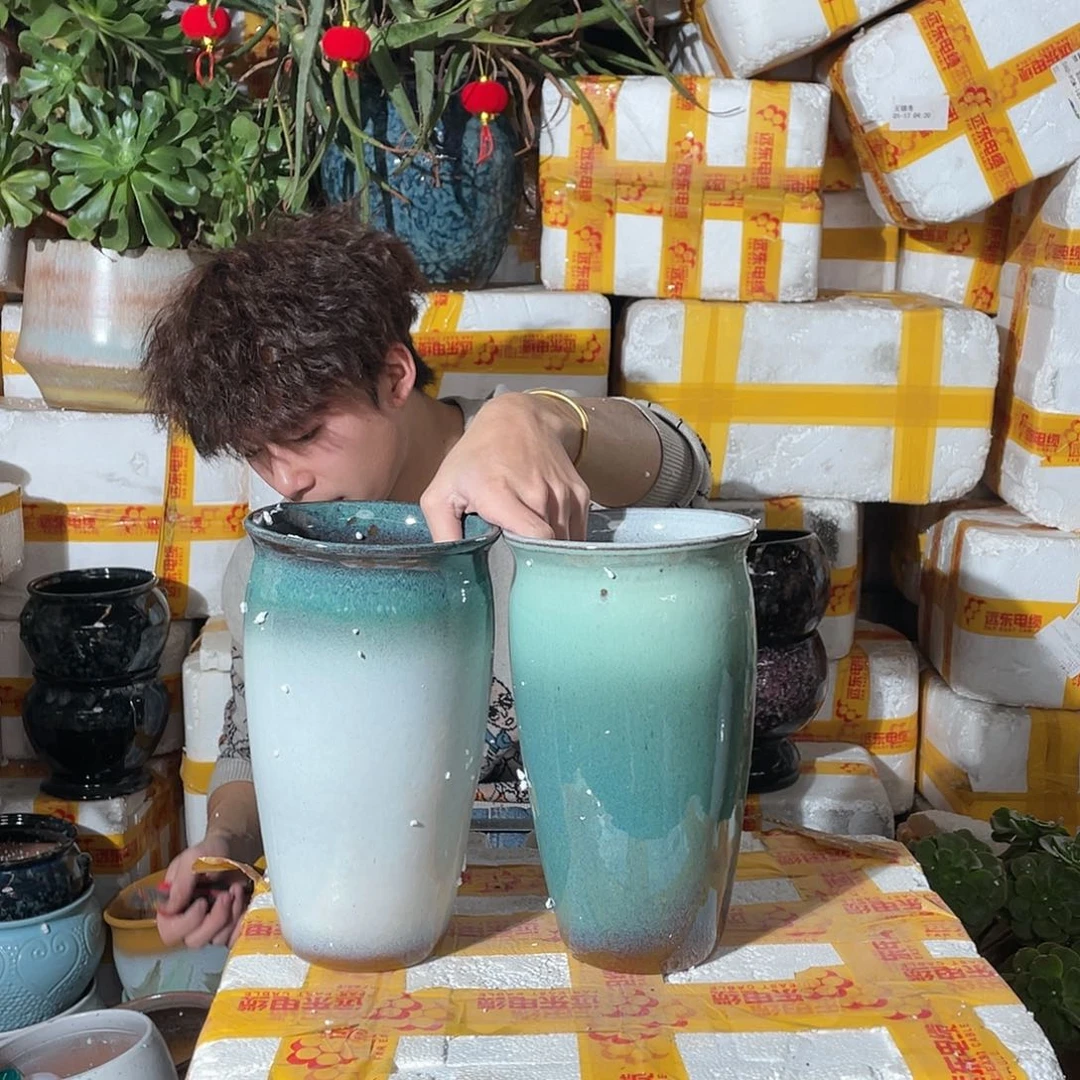 无铅玻璃宜兴紫砂花盆