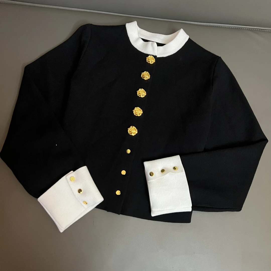 【D.hge】906#秋冬季新款小香风排扣针织小立领开衫外套