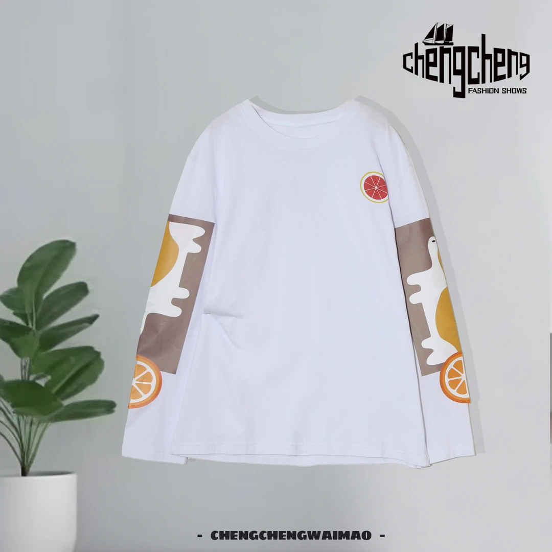 情侣款纯色印花刺绣长袖T恤百搭舒适简约百搭上衣P-3T530