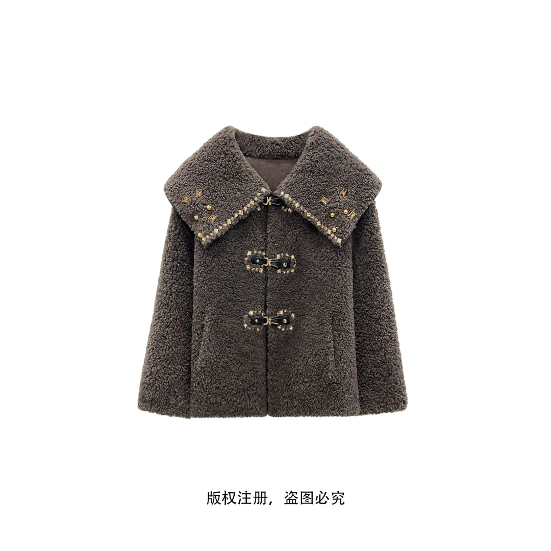 小香风洋气韩版翻领短款时尚百搭毛呢秋冬冬季250102323