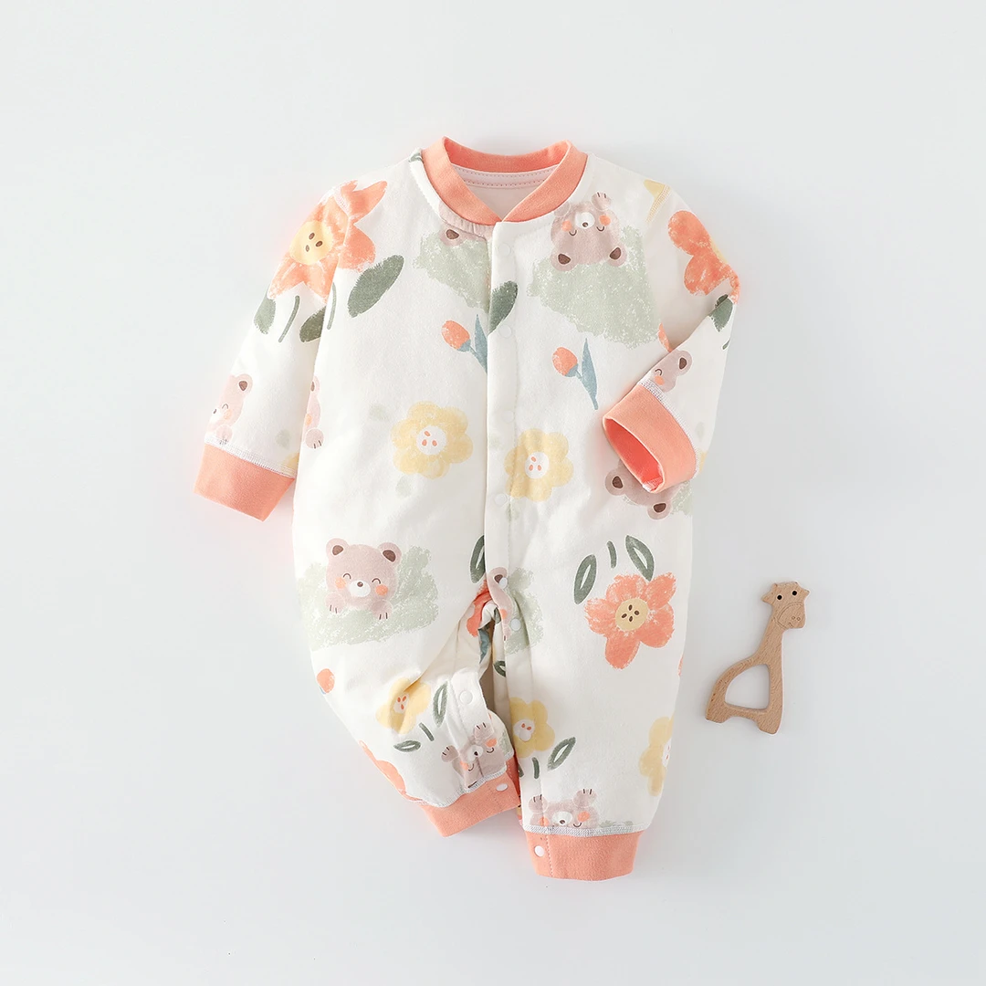 婴儿连体衣40克a类棉秋季新生儿宝宝衣服无骨长袖爬服安阳婴童装