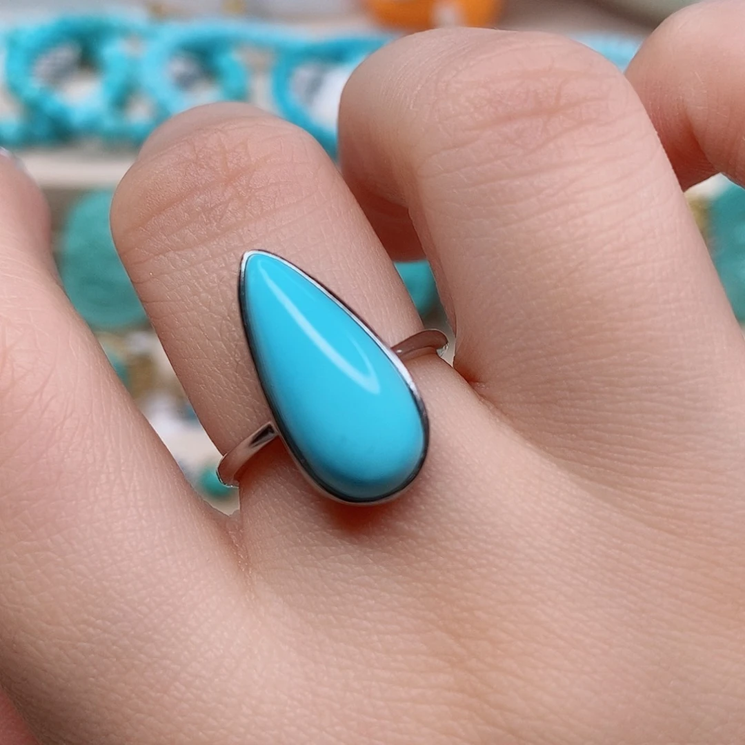 绿松石戒指银S925镶嵌