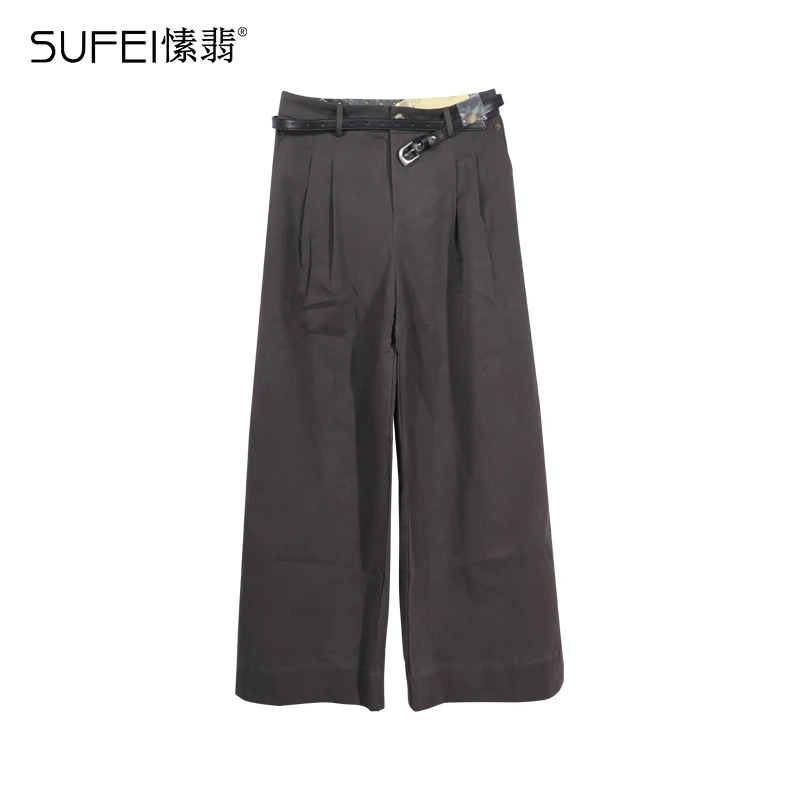 SUFEI/愫翡S51XX0036A 春季新款简约纯色休闲裤 0036
